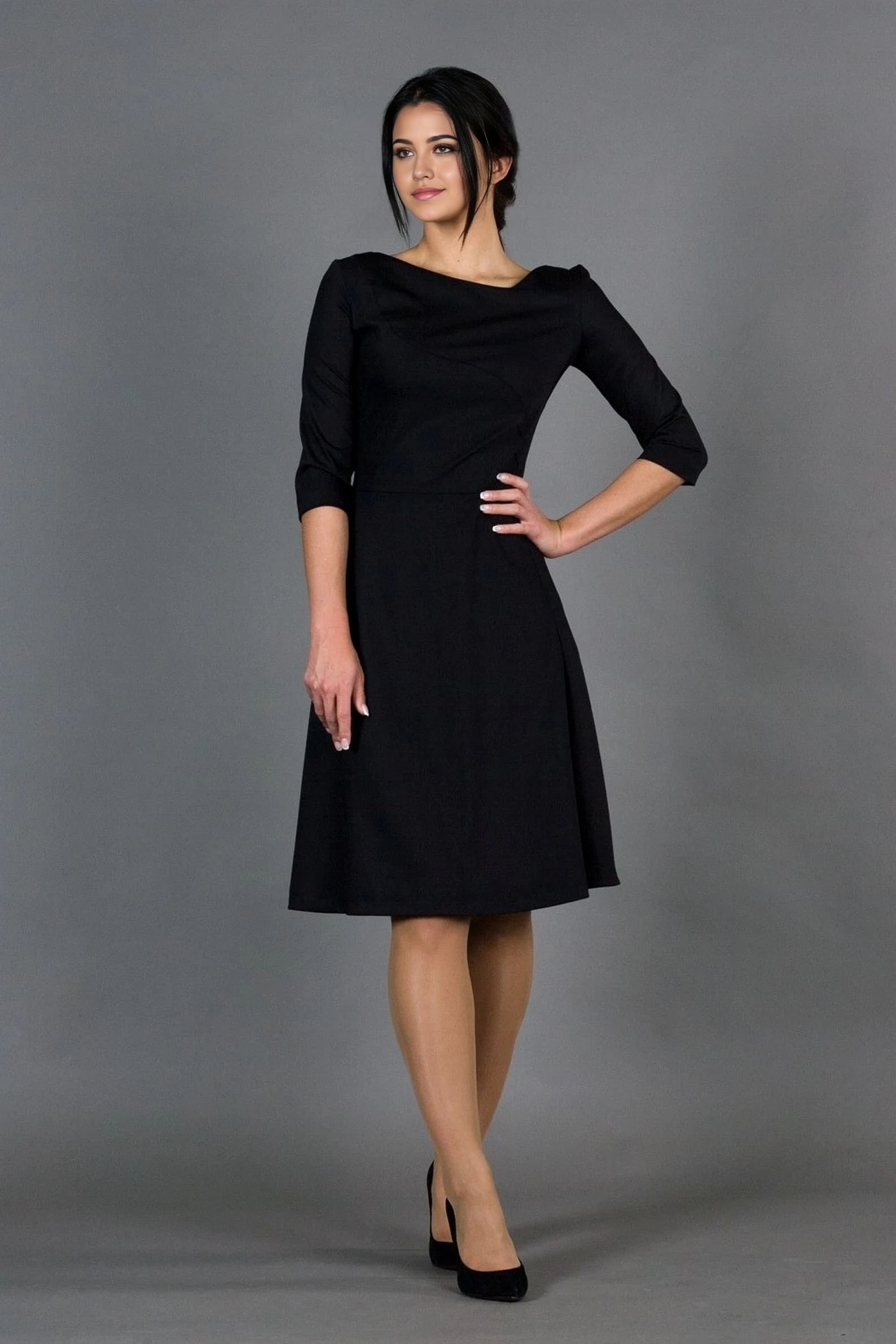 A-line simple Half Sleeve Tea Length Bridesmaid Dress Formal Dresses for Wedding Guest Cocktail Dress Mother of the Bride Dresses