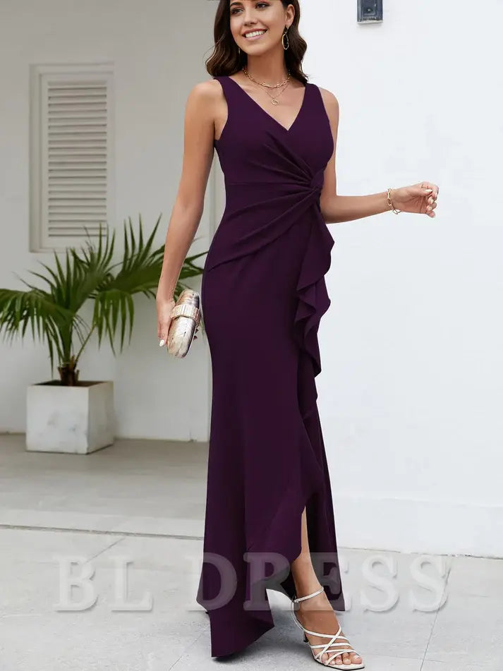 Elegant V Neck Sleeveless Long Sexy evening gown formal dress Prom Dresses