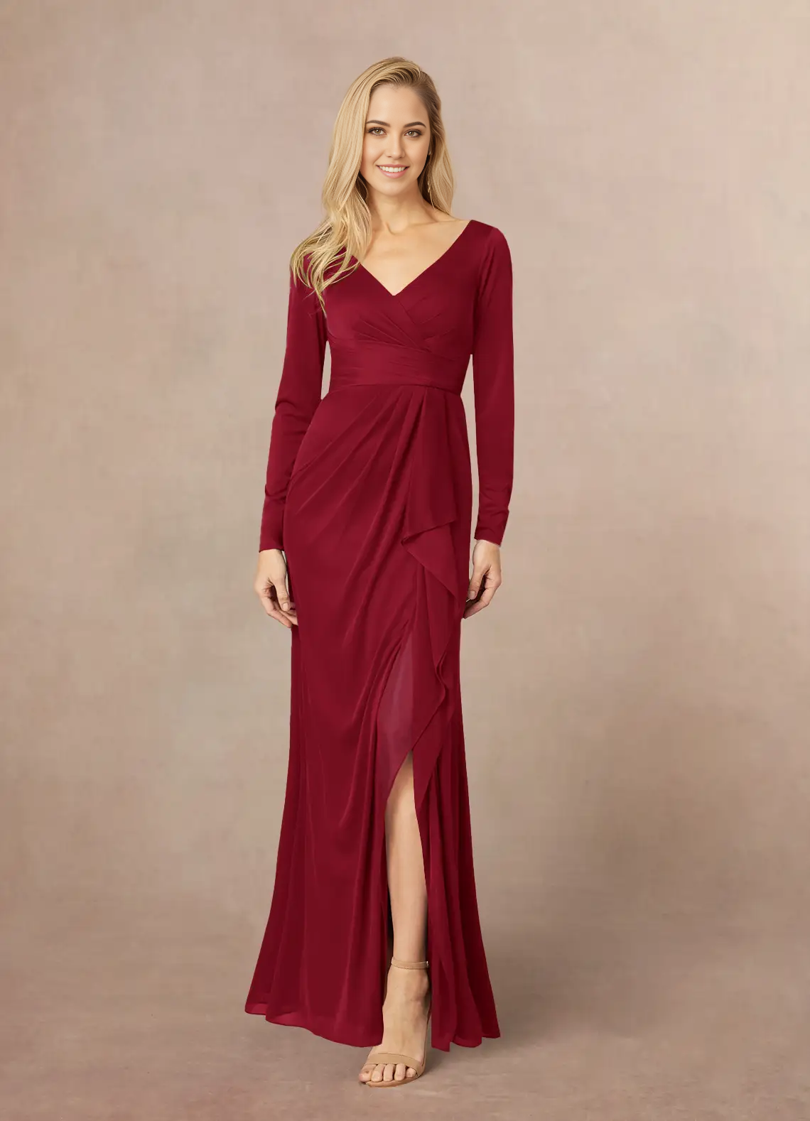 Mermaid V-Neck Pleated Burgundy formal dresses evening dress Mother of the Bride Dresses