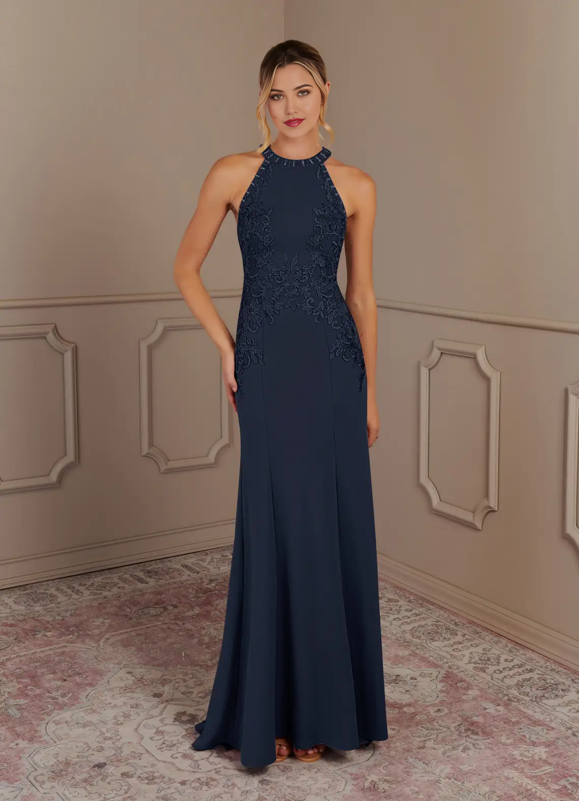 Mermaid Halter Lace Dark Navy dresses formal Mother of the Bride Dress BL Dress Mermaid Halter Lace Dark Navy dresses formal Mother of the Bride Dress BL Dress
