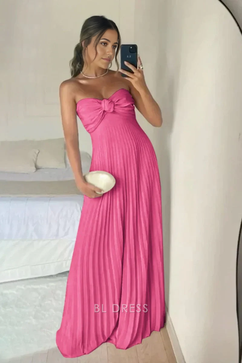 A Line Elegant Sweetheart Long formal dresses Bridesmaid Dresses evening gown Prom Dress with Ruffles