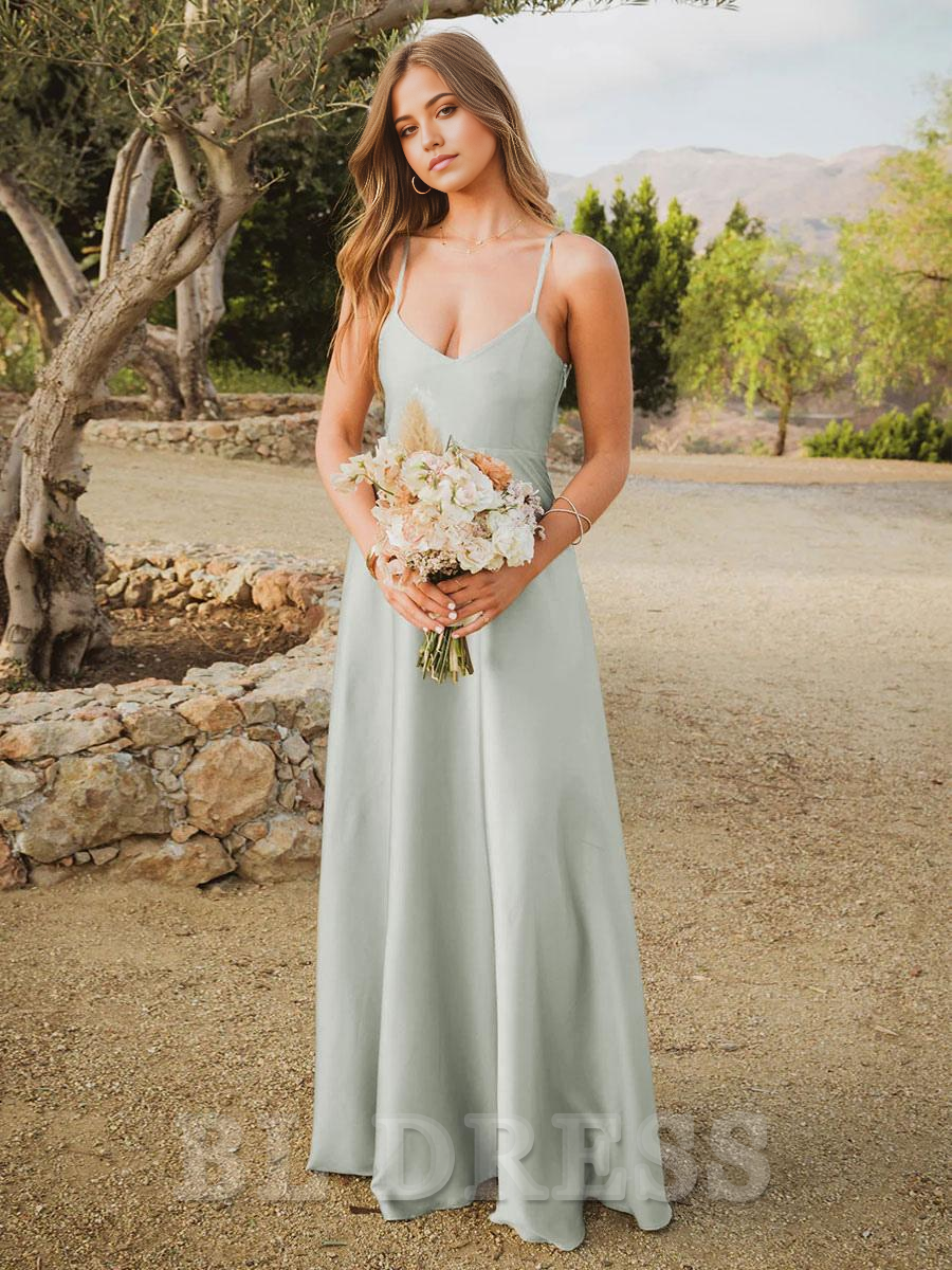 A-Line V-Neck Floor-Length Backless formal dresses evening gown Prom Dress