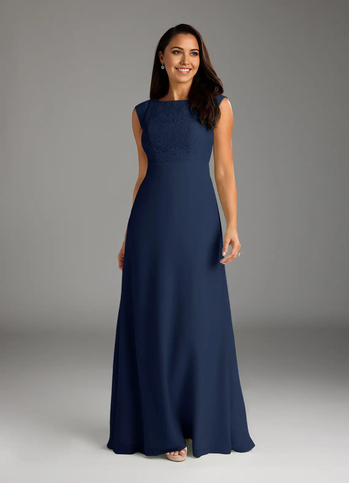 A-Line Lace Chiffon Dark Navy formal dresses evening dress Mother of the Bride Dresses