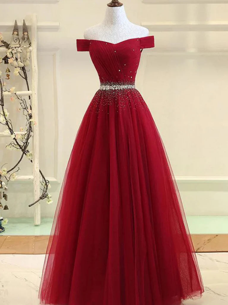 A-line Off Shoulder Prom Dress Formal Dress Evening Dress