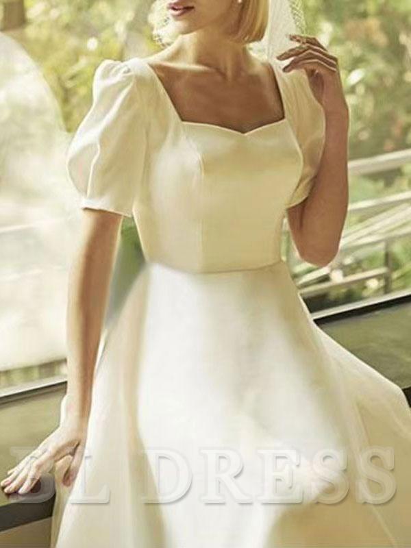 A-Line Square Neck Short Sleeves formal dresses Bridesmaid Dresses evening gown Prom Dress
