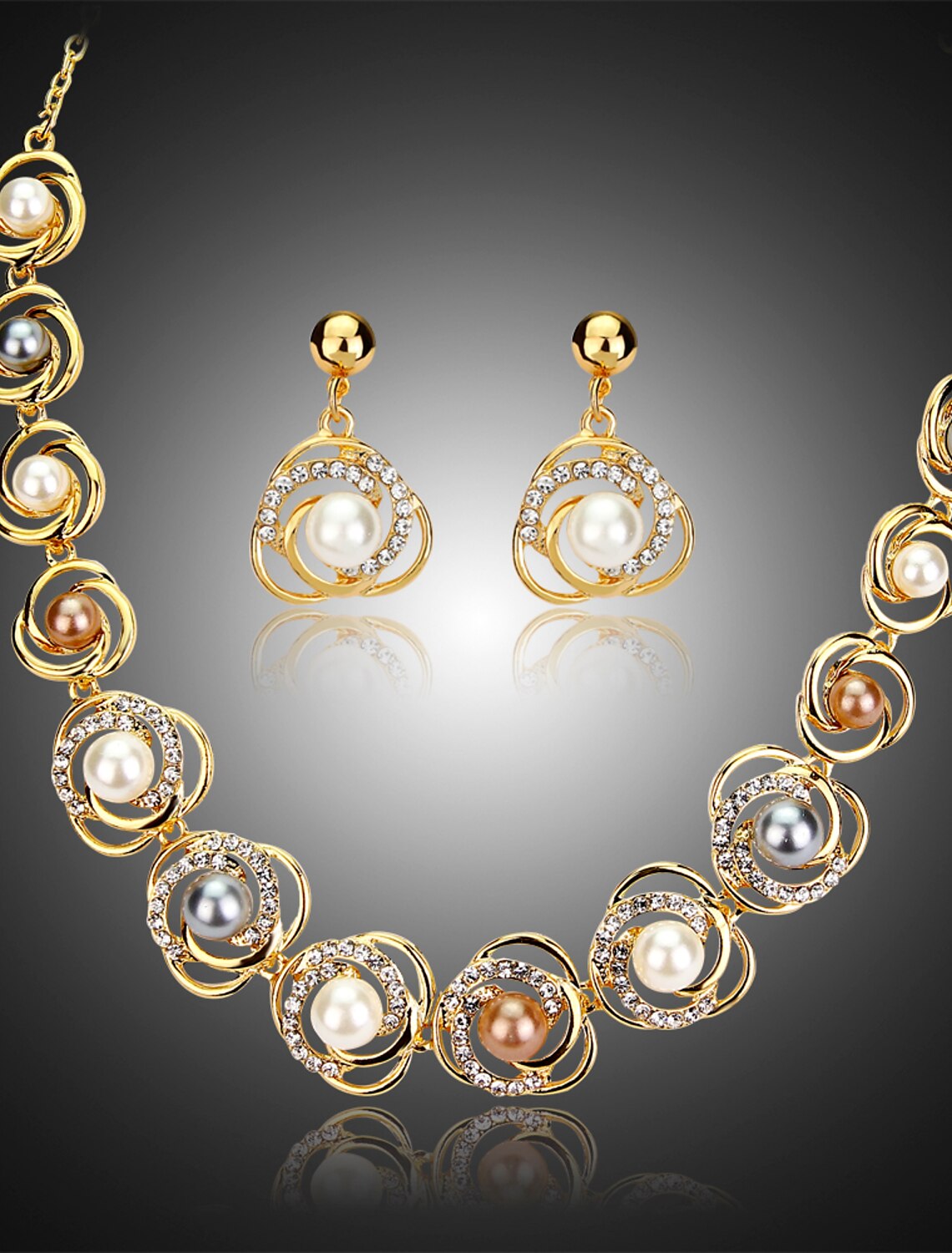 1 set Jewelry Set Bridal Jewelry Sets For Women's Christmas Wedding Party Evening Imitation Pearl Rhinestone Plated Cut Out Precious / Gift