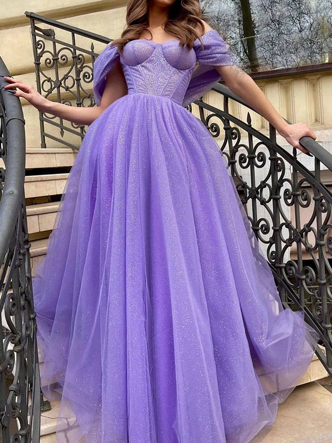 Ball Gown Off The Shoulder Floor Length Long Sequins Prom Dresses