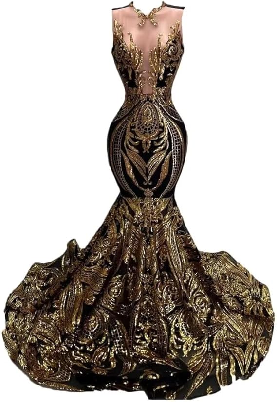 Seuqin Mermaid Prom Dresses for Women Long Lace Appliques Pageant Celebrity Evening Formal Party Gowns