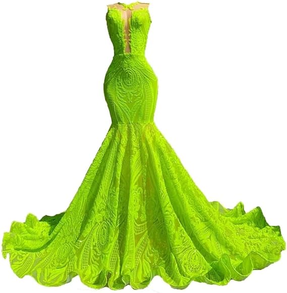 Seuqin Mermaid Prom Dresses for Women Long Lace Appliques Pageant Celebrity Evening Formal Party Gowns