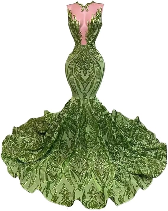 Seuqin Mermaid Prom Dresses for Women Long Lace Appliques Pageant Celebrity Evening Formal Party Gowns