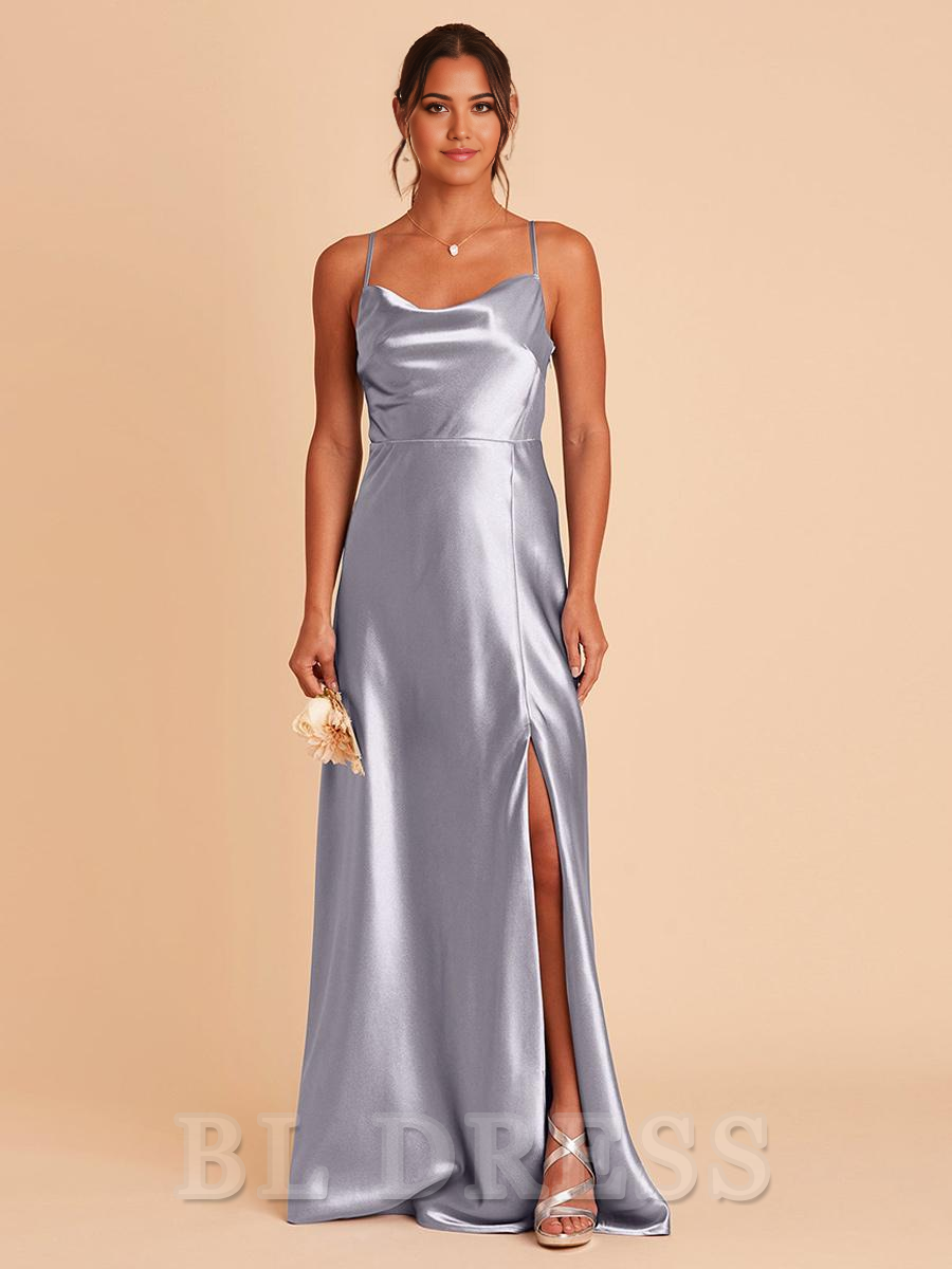 A-Line Floor-Length Satin Fabric formal dresses Bridesmaid Dresses evening gown Prom Dress