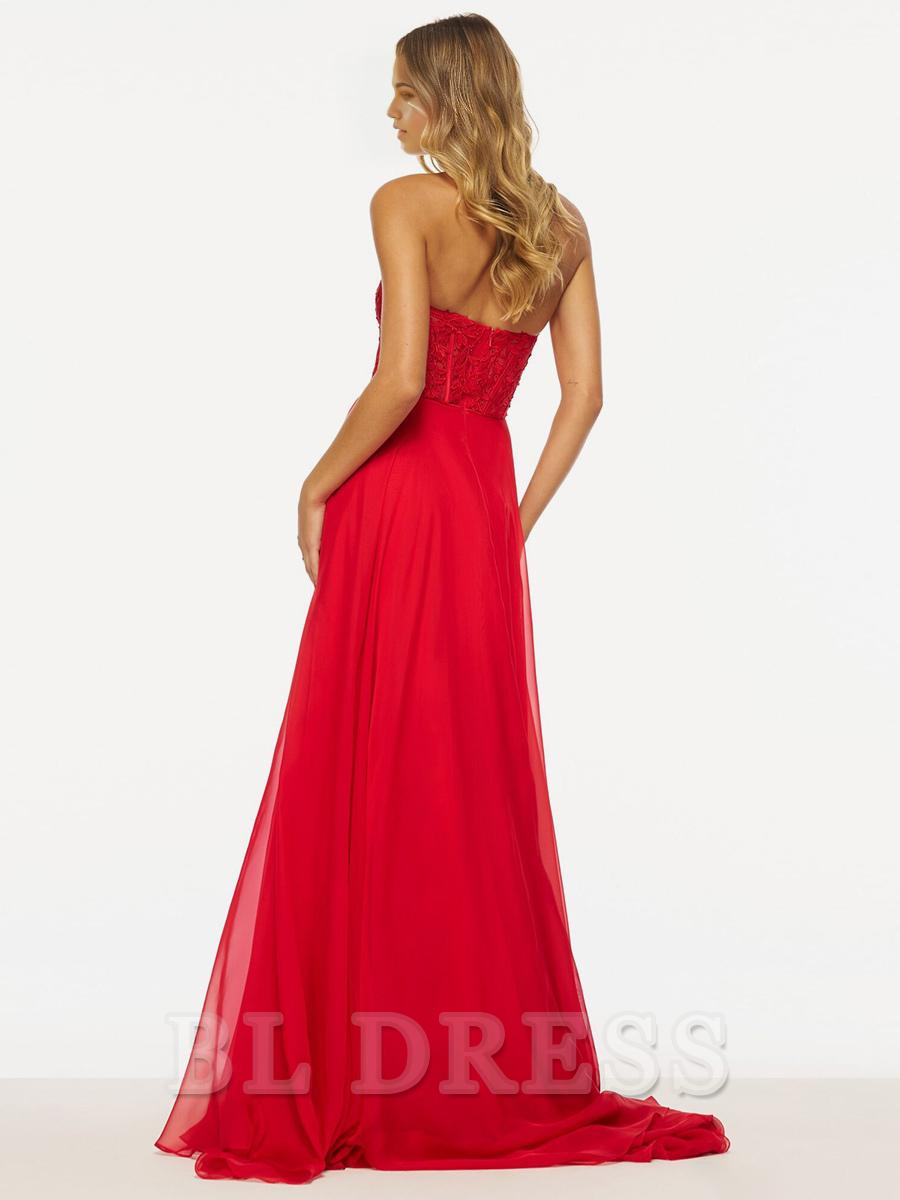 A-Line Strapless Sleeveless Lace formal dresses Bridesmaid Dresses evening gown Prom Dress