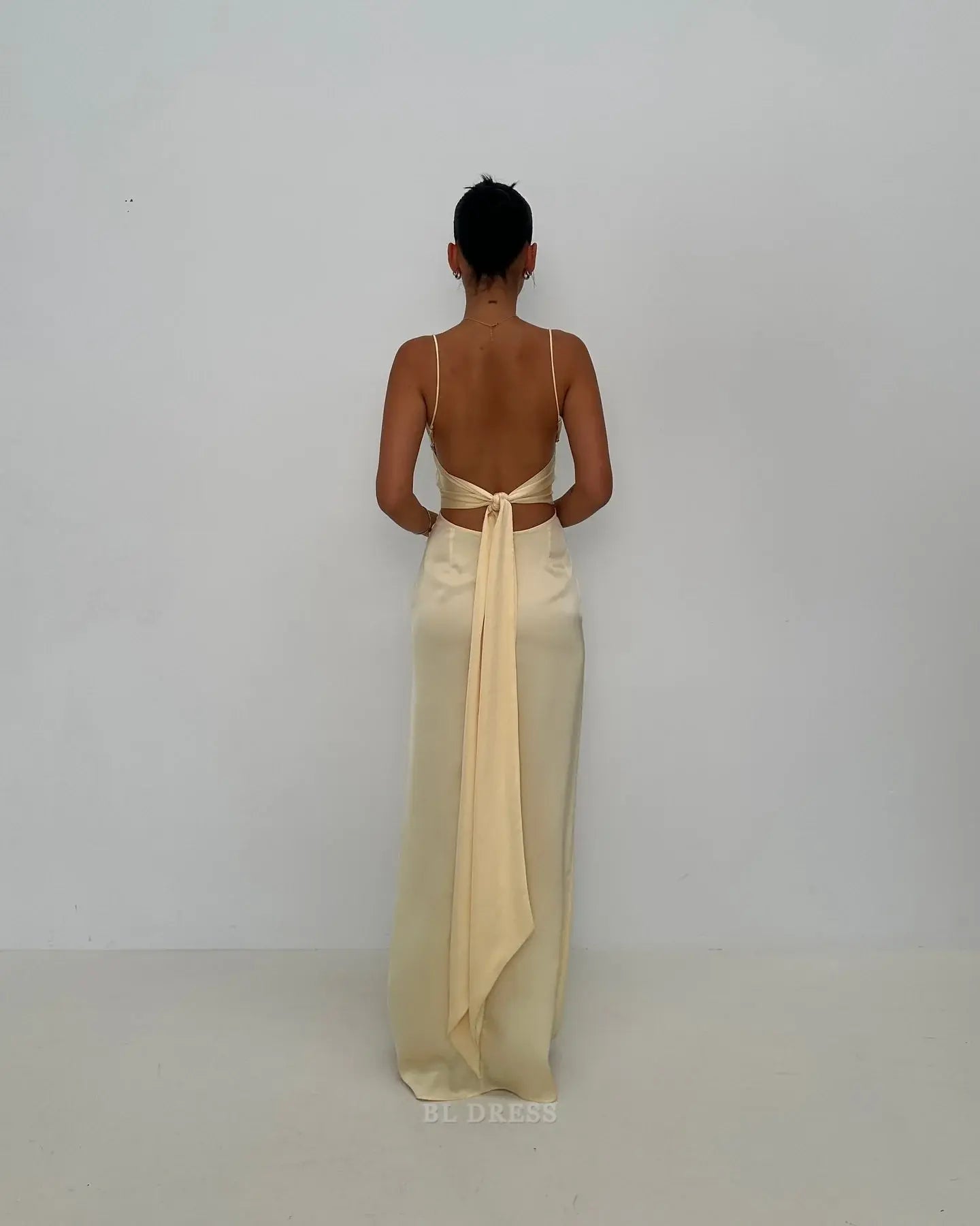 Sheath Spaghetti Straps Yellow Long formal dresses Bridesmaid Dresses evening gown Prom Dress