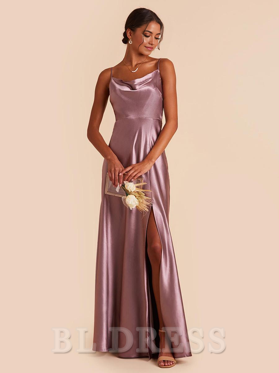 A-Line Floor-Length Satin Fabric formal dresses Bridesmaid Dresses evening gown Prom Dress