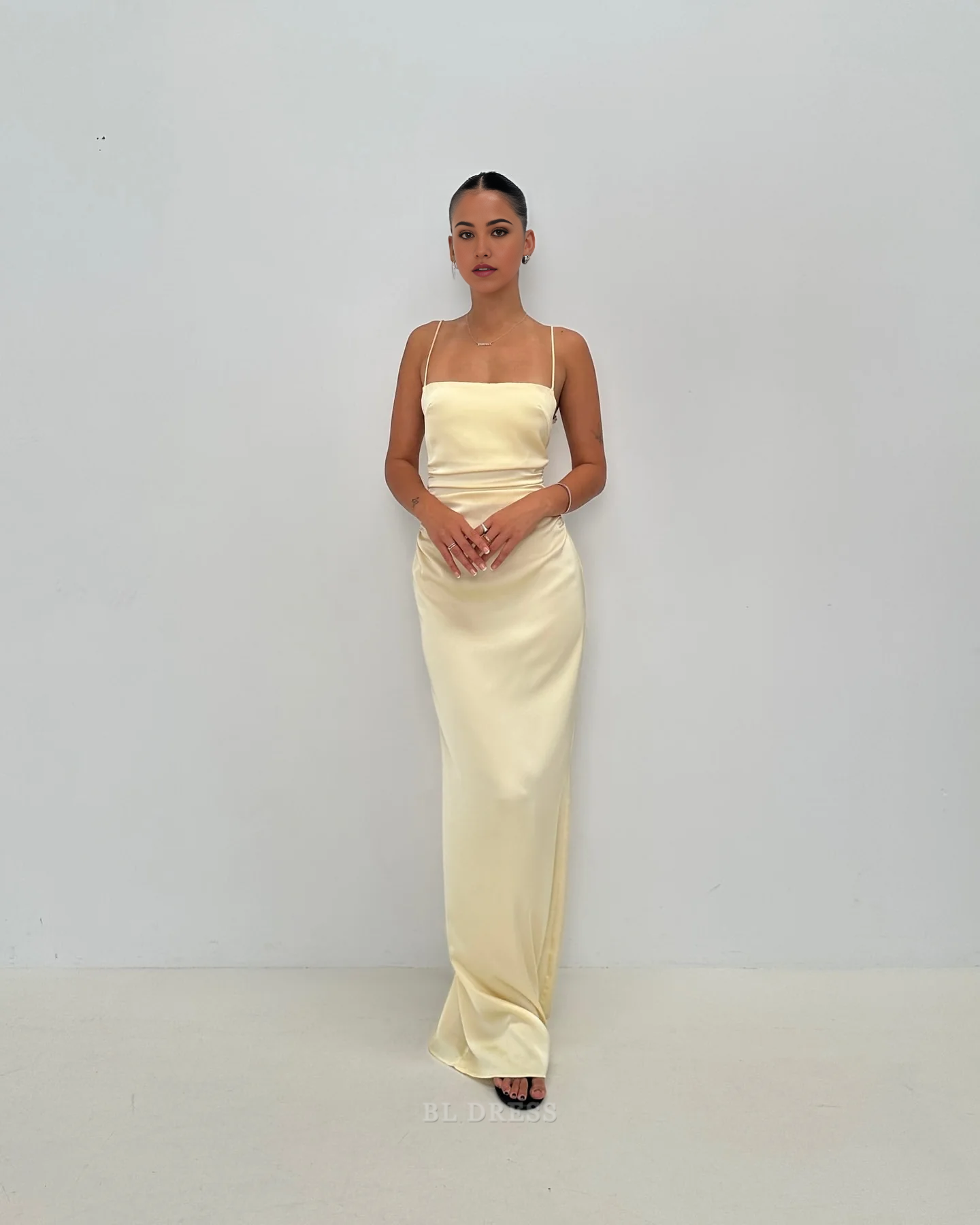 Sheath Spaghetti Straps Yellow Long formal dresses Bridesmaid Dresses evening gown Prom Dress