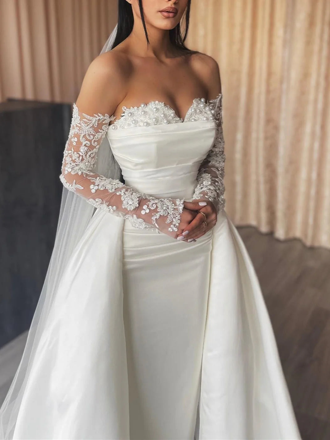Sheath Strapless Floor-Length Wedding Dress