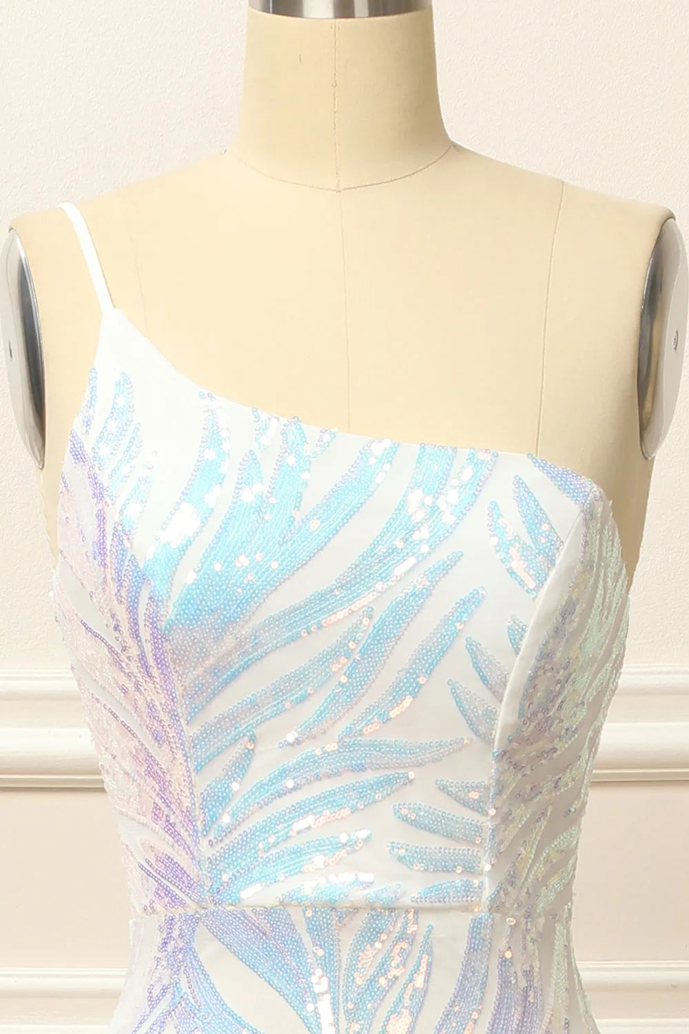 Mermaid Glitter One Shoulder Sequins Prom Dress
