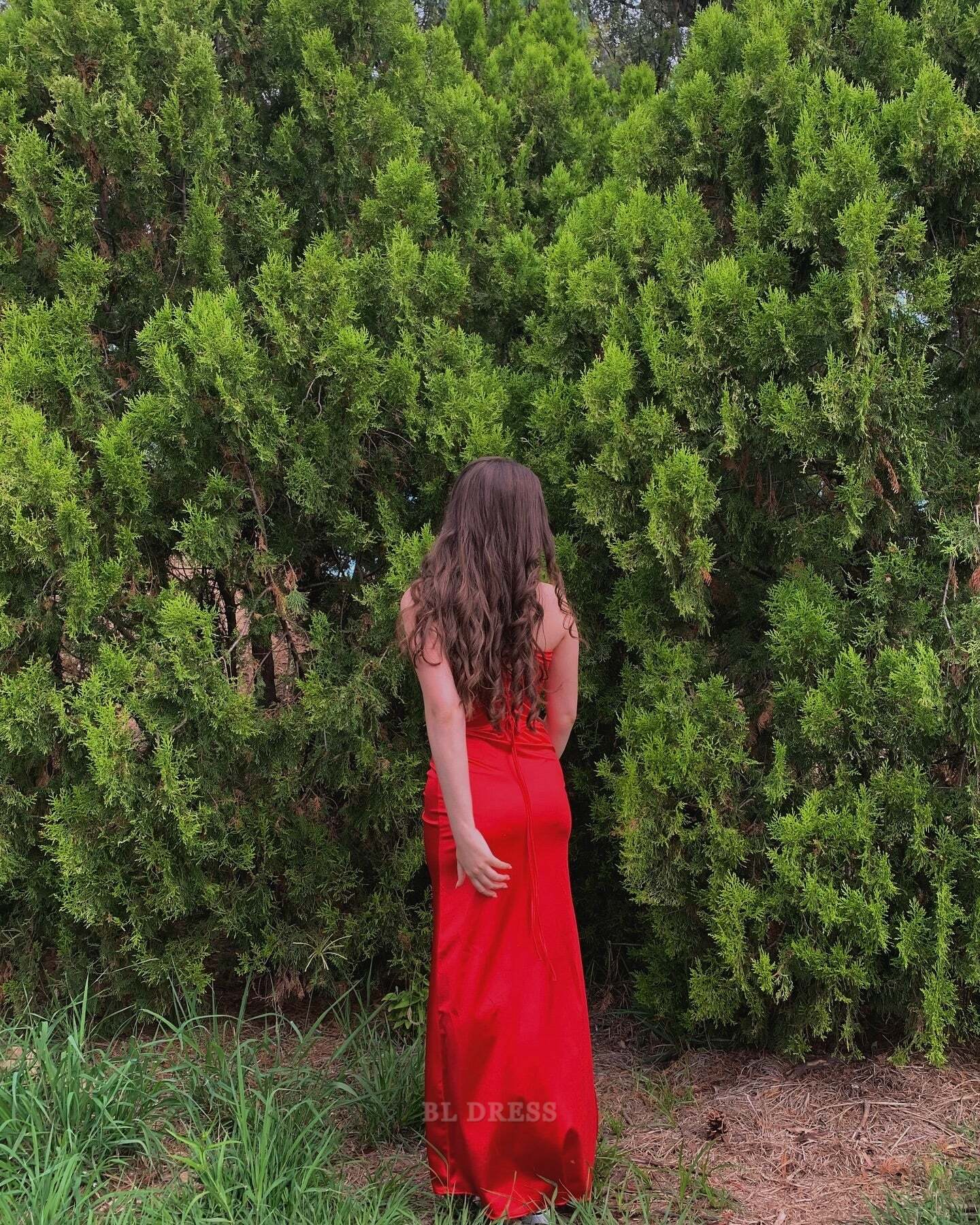 Sheath Spaghetti Straps Satin Long formal dresses Bridesmaid Dresses evening gown Prom Dress