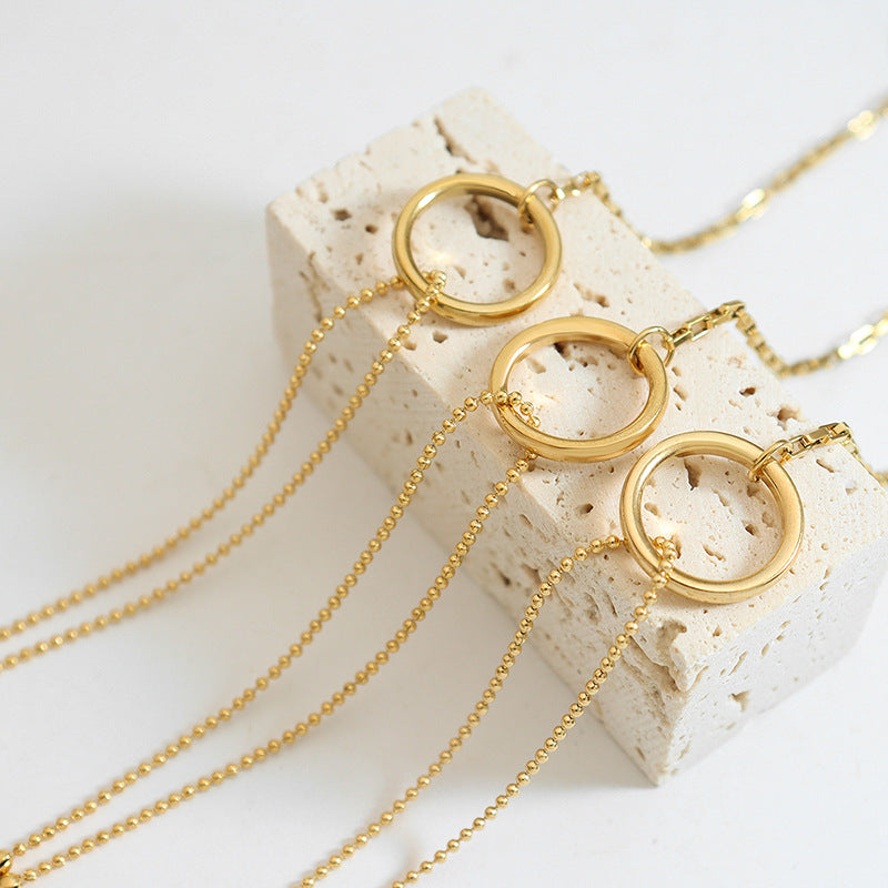 Simple and cool style ring splicing chain titanium steel bracelet