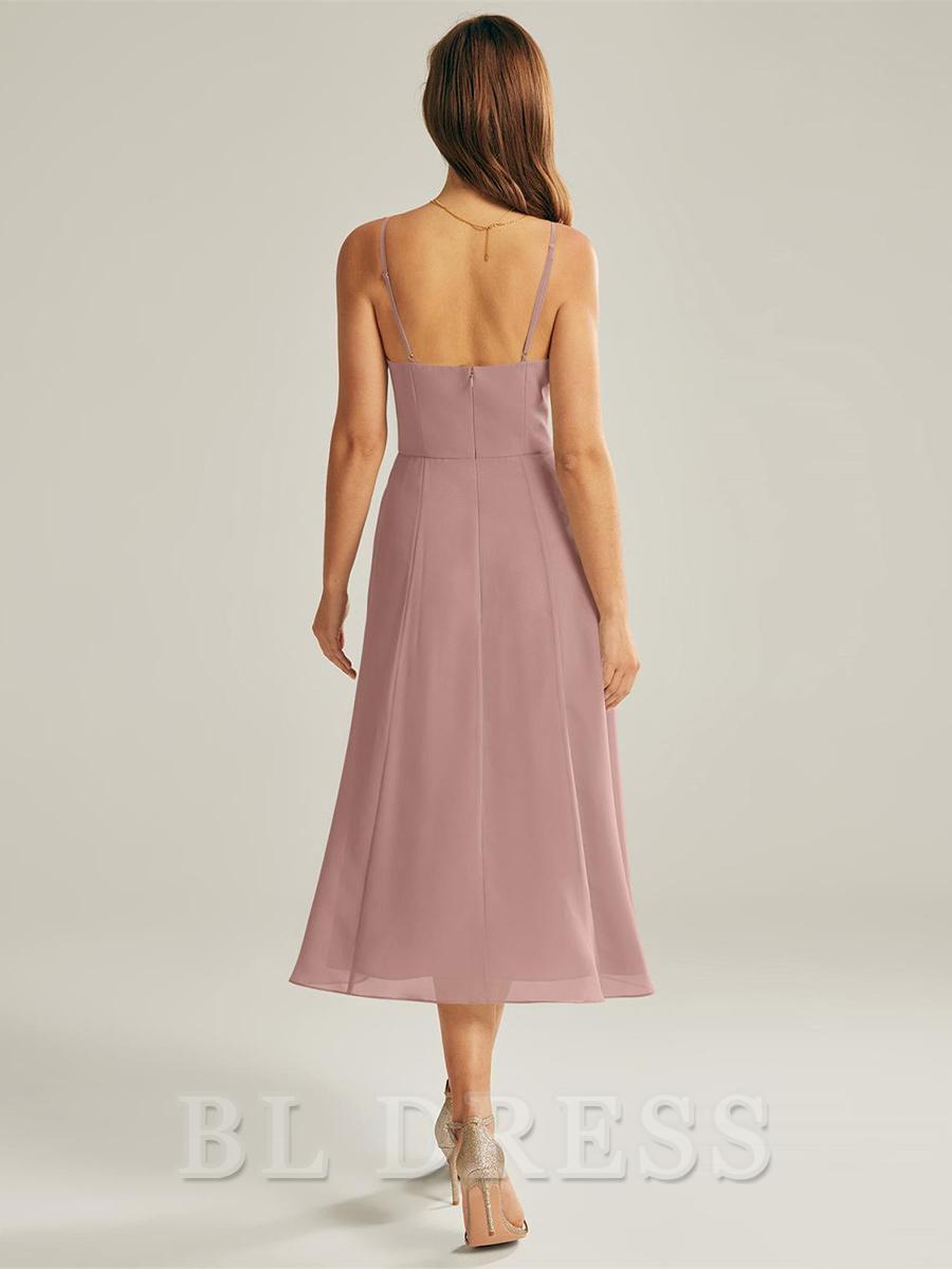 A-line Square Neck Chiffon Sleeveless Zipper formal dresses Bridesmaid Dresses evening gown Prom Dress