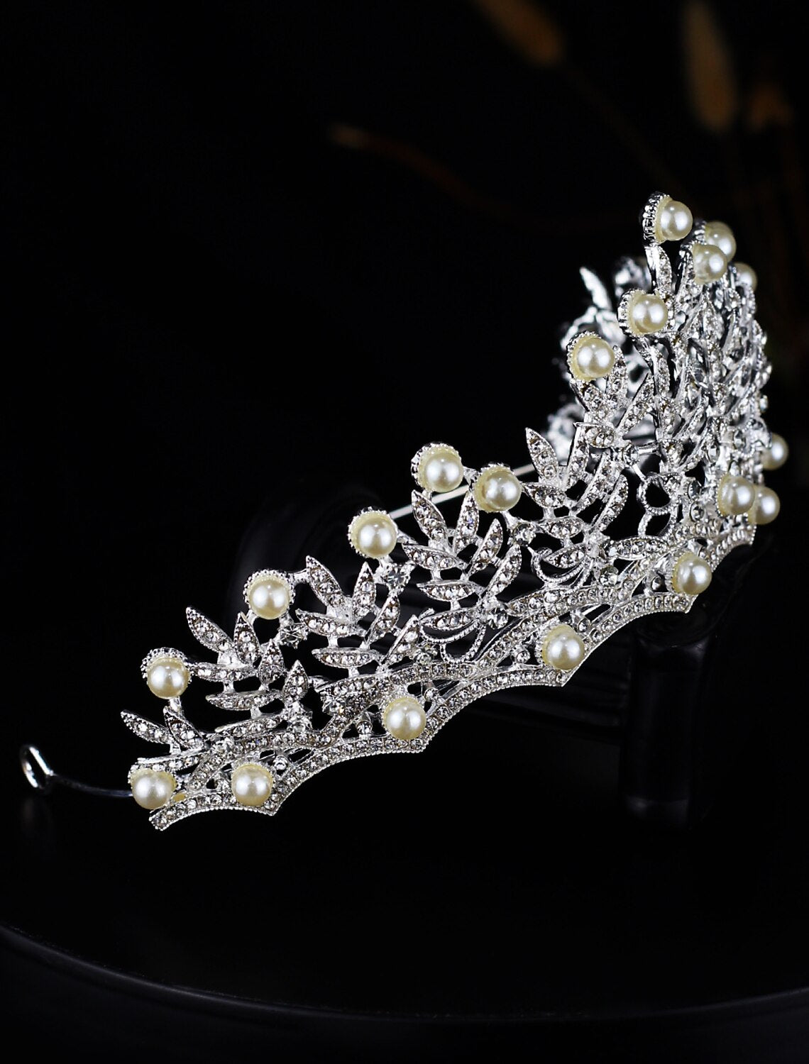 Crown Tiaras Headpiece Imitation Pearl Wedding Party / Evening Headpieces With Rhinestone Imitation Pearl Headpiece Headwear