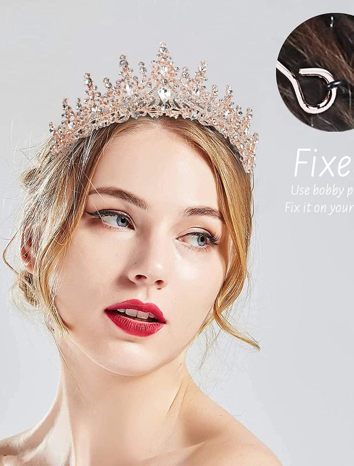 Kristall-Hochzeits-Tiara für Frauen, Krone, königliche Königin, Stirnband, Metall, Prinzessin, Braut, Quinceanera, Kopfschmuck, Geburtstag, Abschlussball, Festzug, Halloween, Kostüm, Cosplay