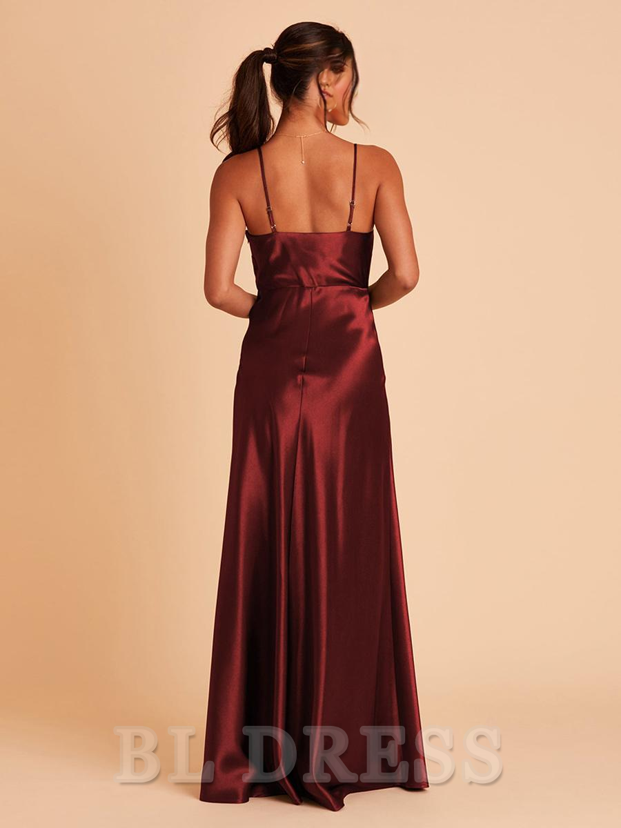 A-Line Floor-Length Satin Fabric formal dresses Bridesmaid Dresses evening gown Prom Dress