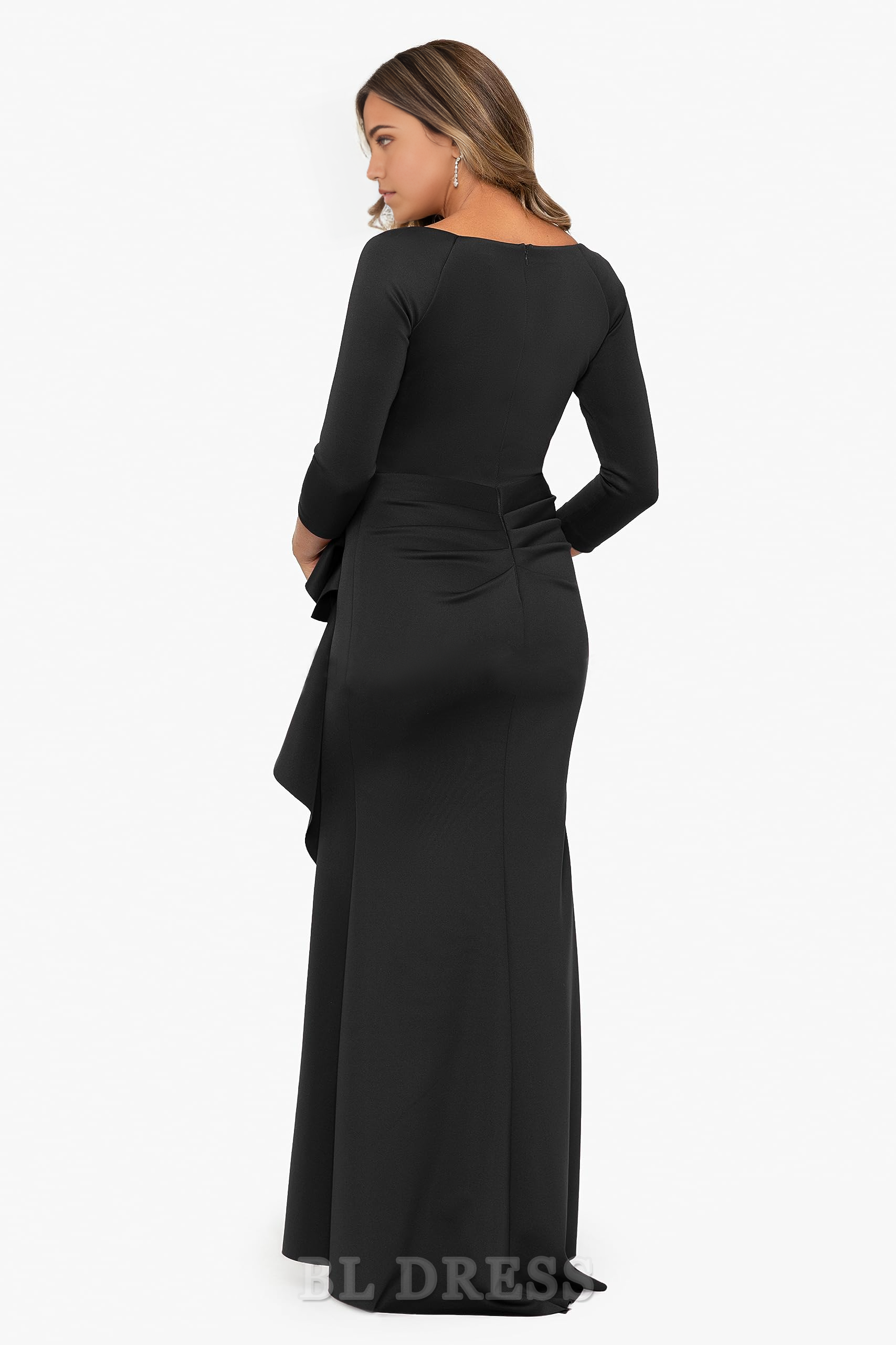 Sheath V-Neck Long 3/4 Sleeve Side Ruched formal dresses Bridesmaid Dresses evening gown Prom Dress