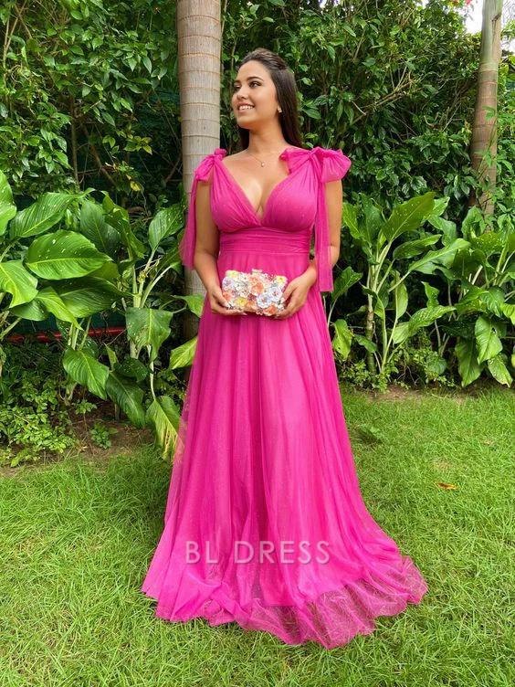 A-line Deep V Neck formal dresses Bridesmaid Dresses evening gown Prom Dress