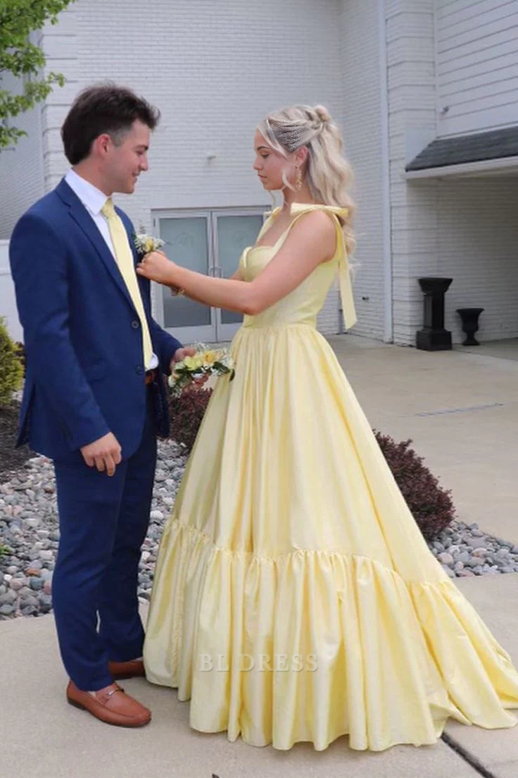 A Line Sweetheart Bow Strap Long formal dresses Bridesmaid Dresses evening gown Prom Dress