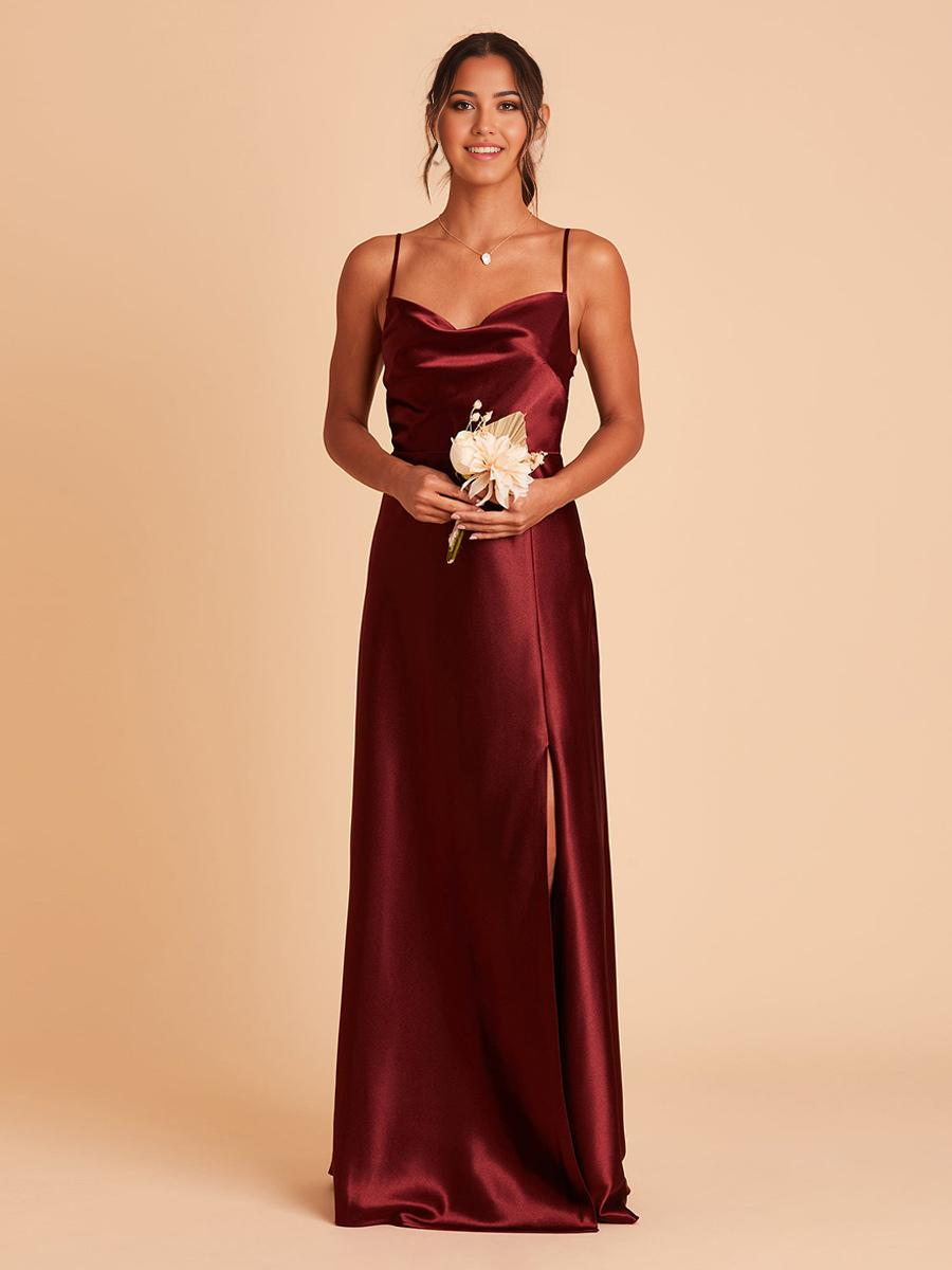 A-Line Floor-Length Satin Fabric formal dresses Bridesmaid Dresses evening gown Prom Dress