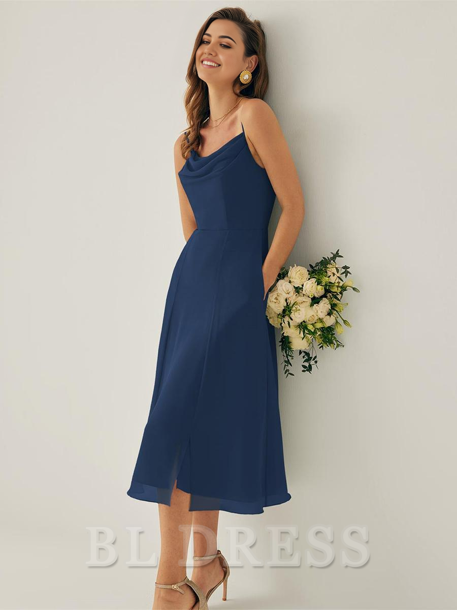 A-line Square Neck Chiffon Sleeveless Zipper formal dresses Bridesmaid Dresses evening gown Prom Dress