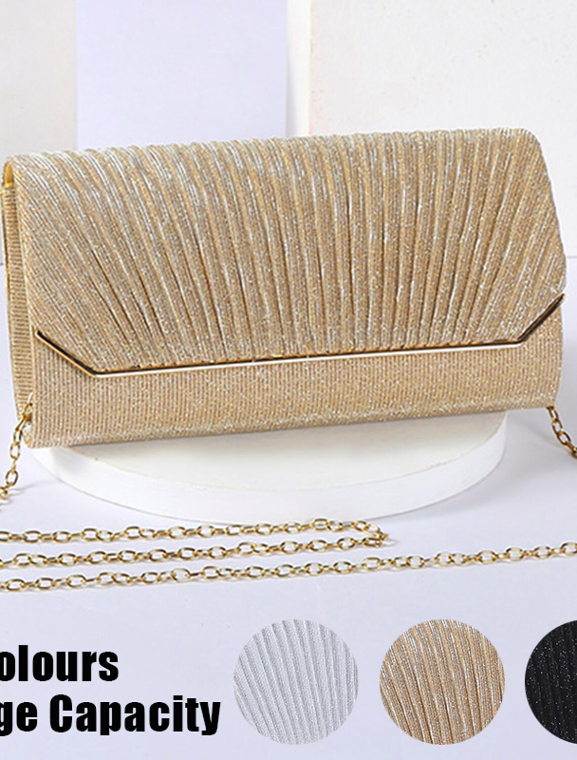 Damen Clutch Abendtasche Handgelenk Clutch Taschen PU Leder Party Alltag Kette Große Kapazität Leicht Langlebig Einfarbig