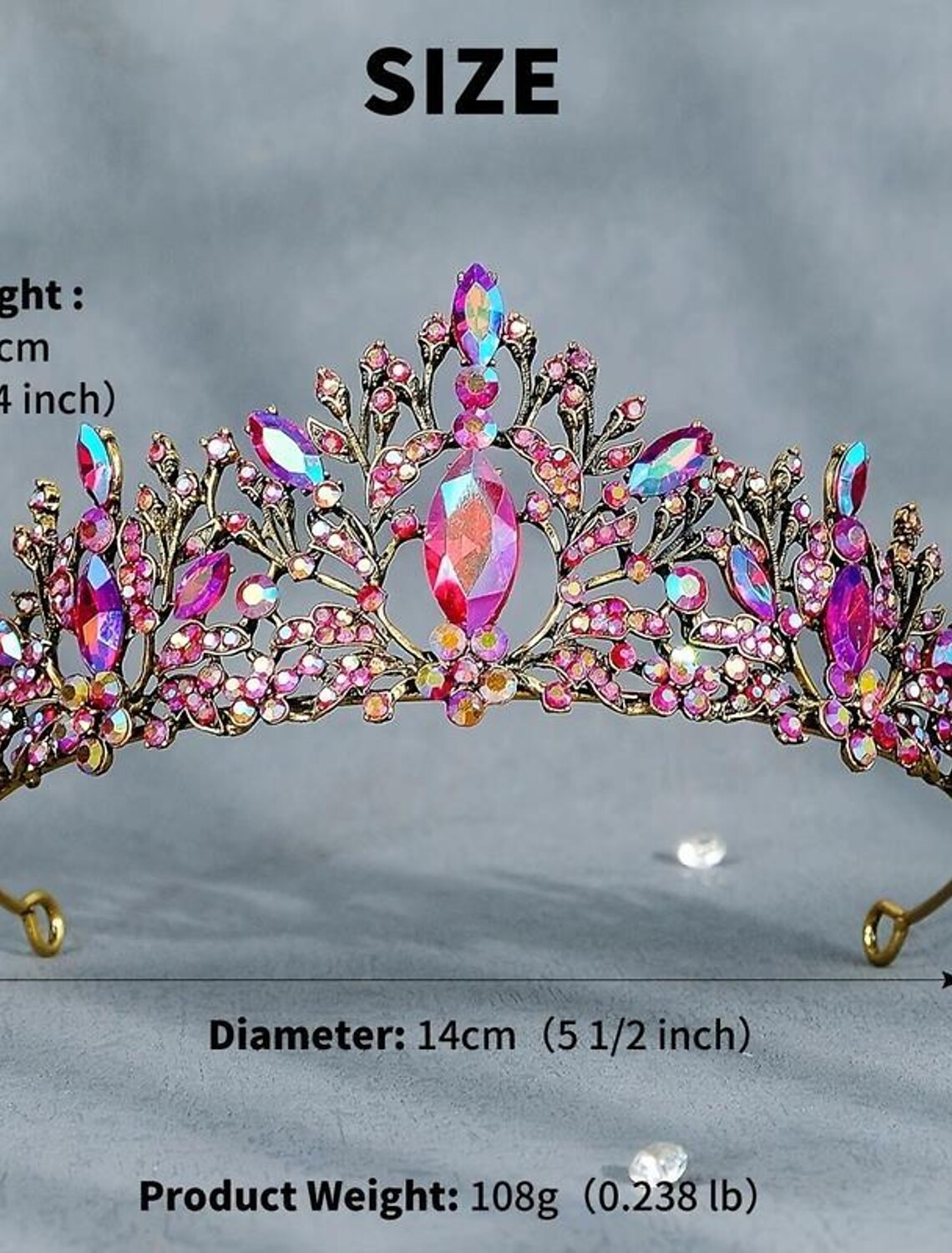 Tiara Crown For Women Girls Crystal Princess Crown Diadem Wedding Tiara For Bride Golden Hair Accessories For Birthday Prom Party Quinceanera Pageant