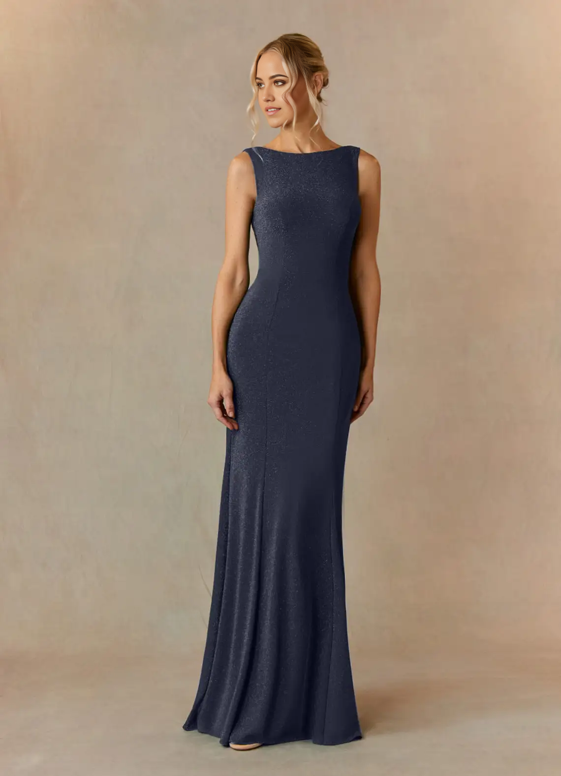 Mermaid Bateau Neckline Dark Navy Mother of the Bride Dresses
