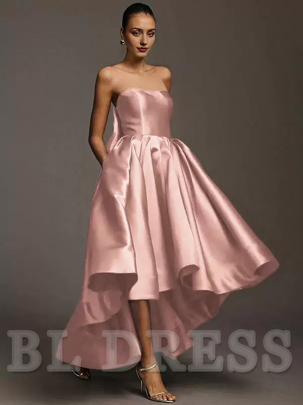 A-Line Floor-Length Satin Fabric formal dresses Bridesmaid Dresses evening gown Prom Dress