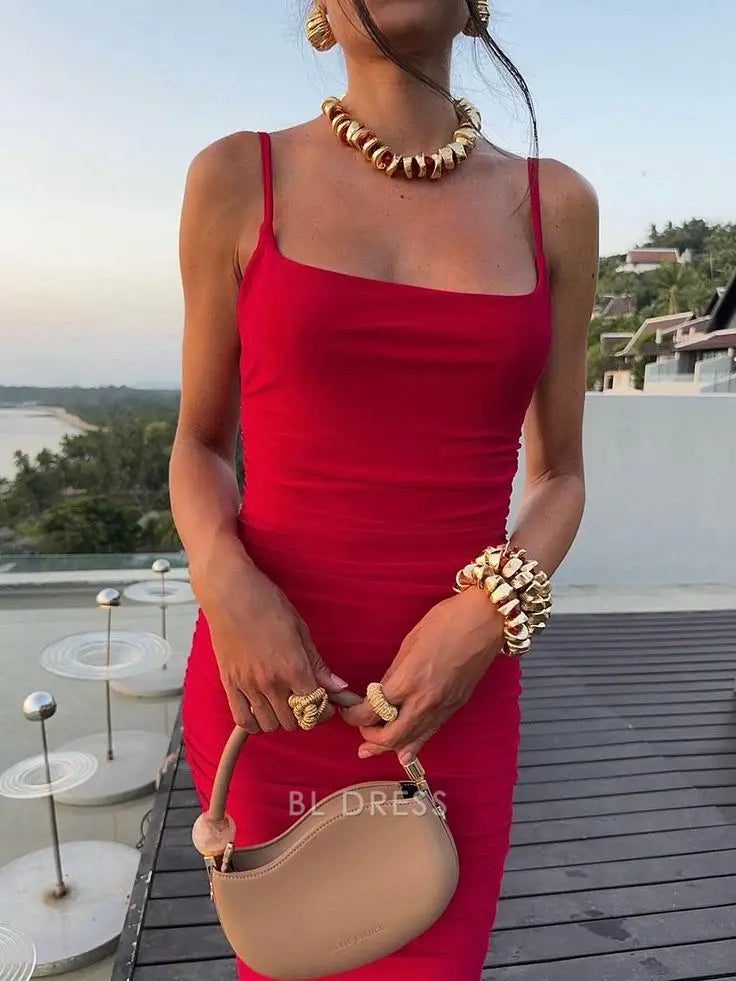 Mermaid Spaghetti Straps Sexy Backless Red Long formal dresses Bridesmaid Dresses evening gown Prom Dress