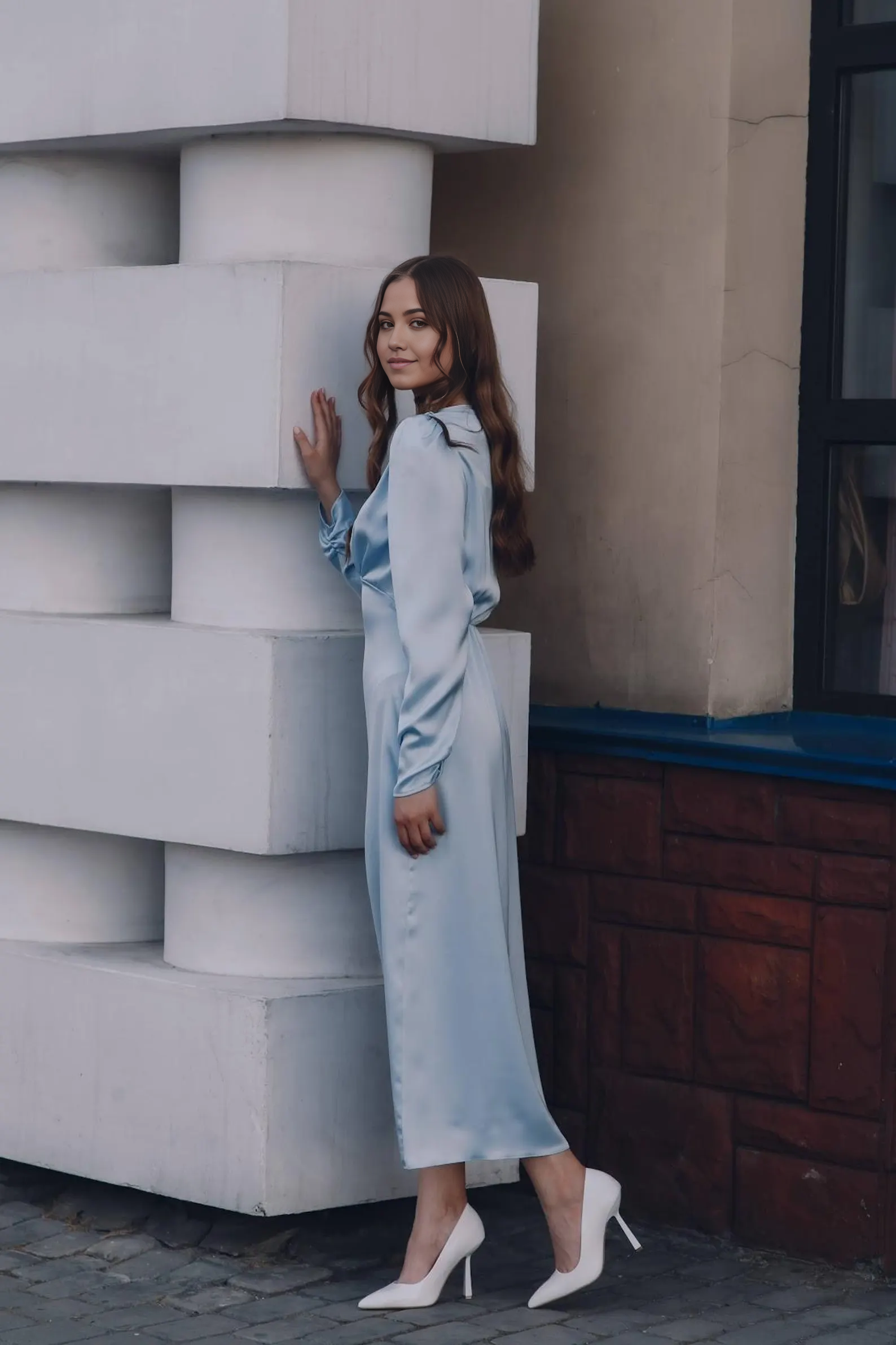 Sheath Long Sleeve Tea Length Bridesmaid Dress Formal Dresses for Wedding Guest Cocktail Dress Prom Dresses Mother of the Bride Dresses