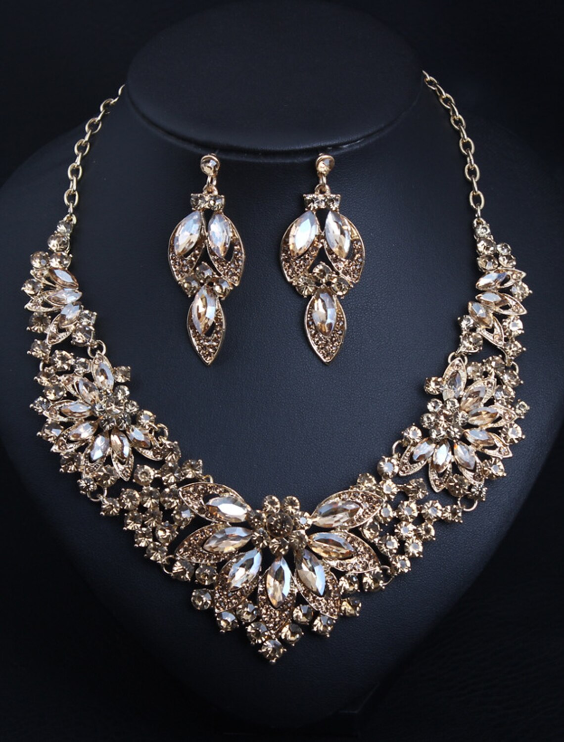 1 set Drop Earrings Bib necklace For Women's Cubic Zirconia Multicolor Wedding Rhinestone Alloy Vintage Style Flower Rainbow