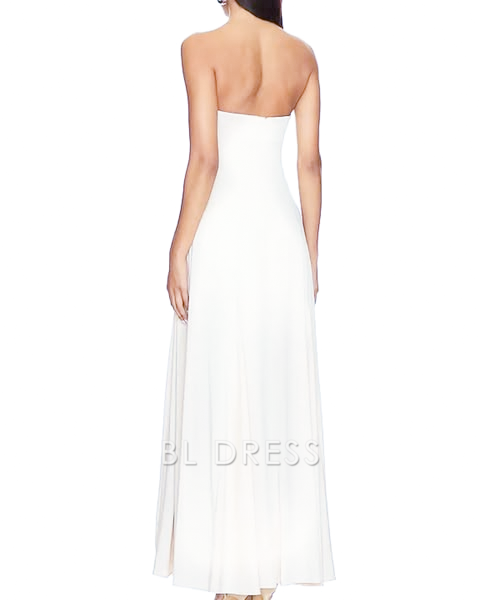 Elegant Sweetheart Strapless White Long formal dresses Bridesmaid Dresses evening gown Prom Dress