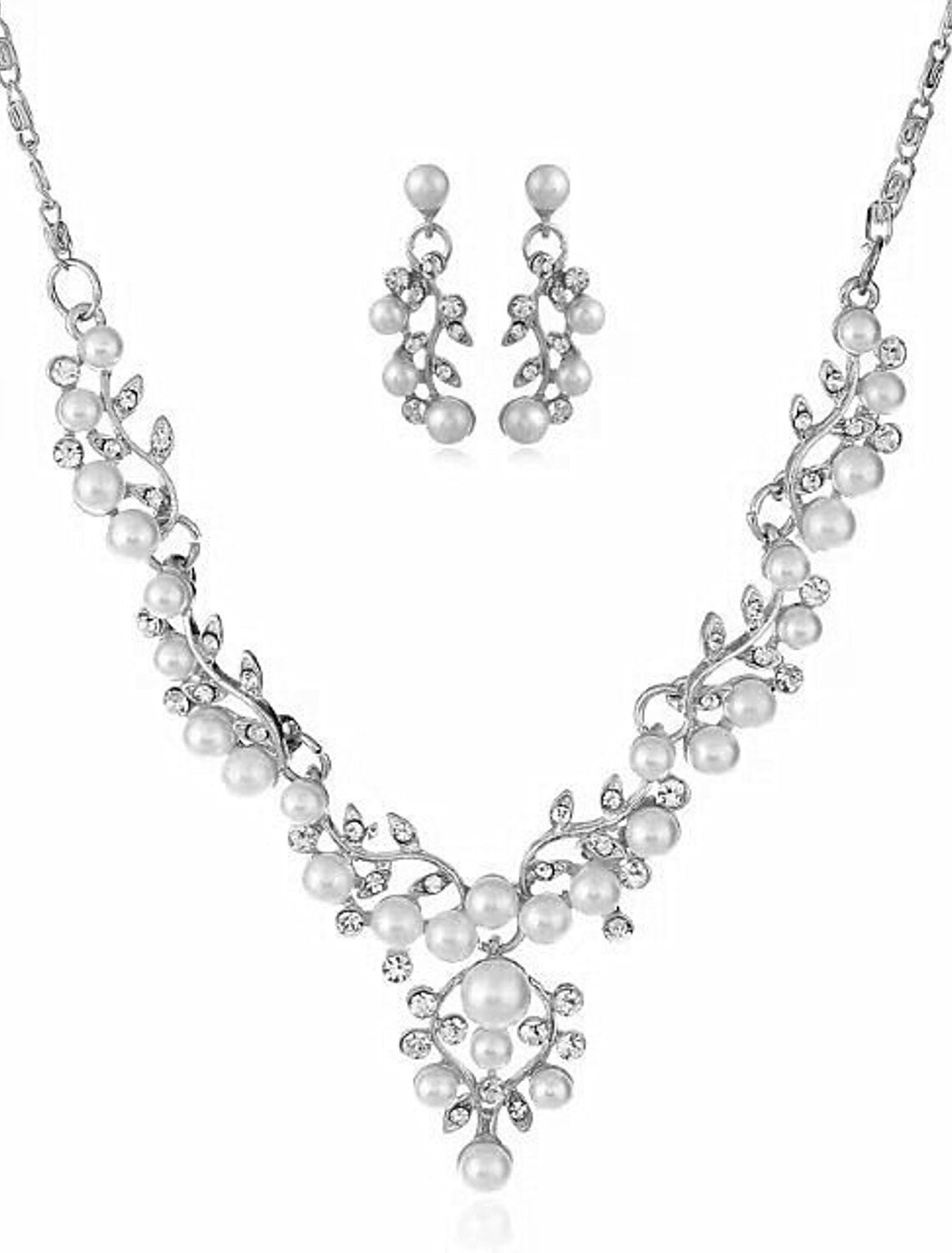 cubic zirconia teardrop cluster bib necklace earrings bracelet jewelry set women wedding dress bridal prom