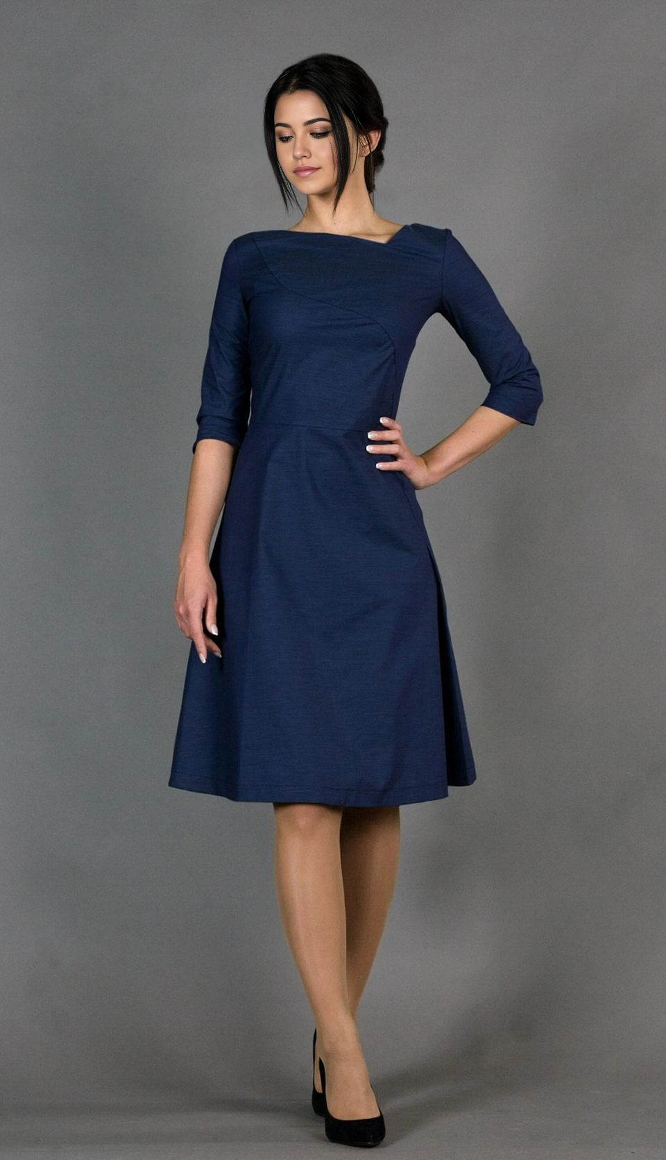 A-line simple Half Sleeve Tea Length Bridesmaid Dress Formal Dresses for Wedding Guest Cocktail Dress Mother of the Bride Dresses