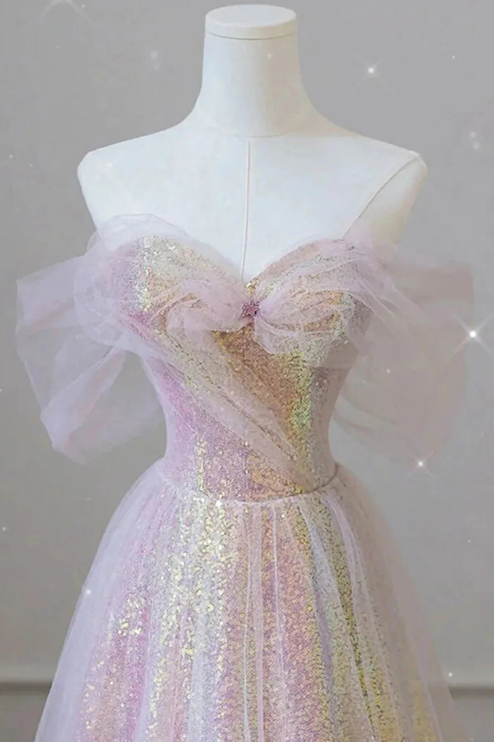 A Line Off the Shoulder Long Prom Dress