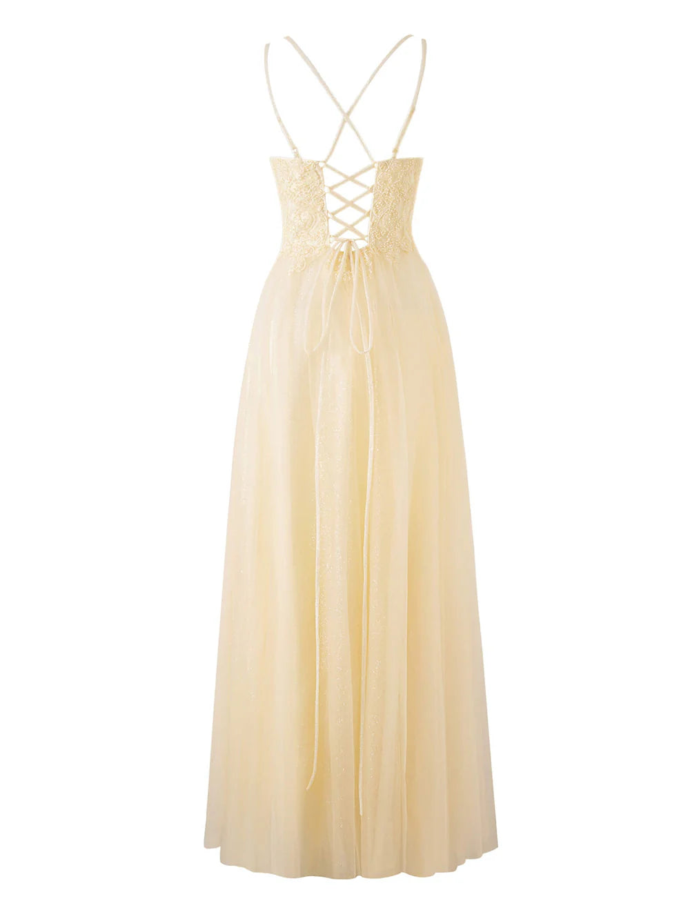 A-line Floor Length Glitter Tulle Prom Dress