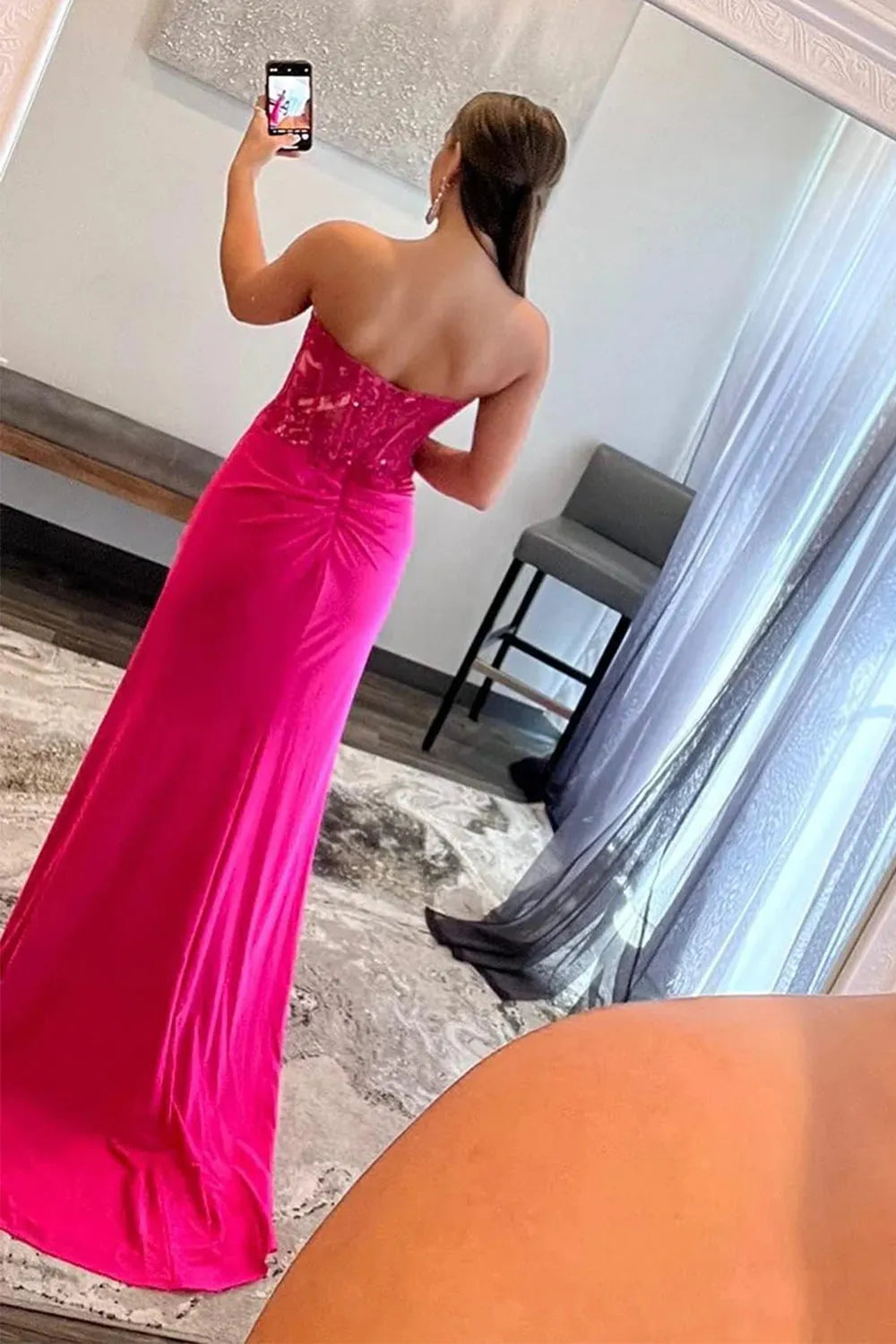 Sparkly Corset Long Prom Dress with Slit