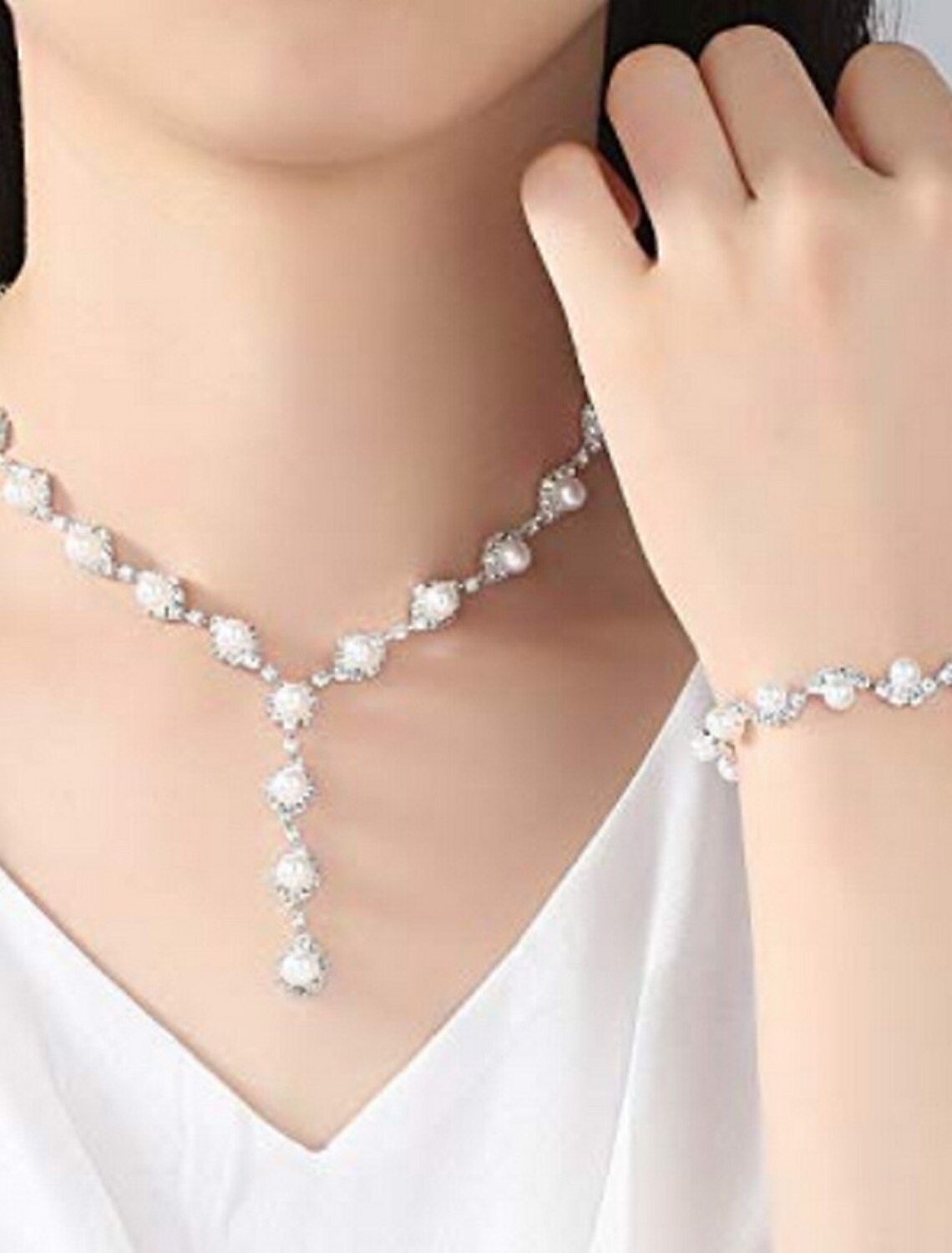 Jewelry Set Bracelet For Women's Crystal Pearl Wedding Gift Alloy / Pearl Necklace / Engagement / Valentine