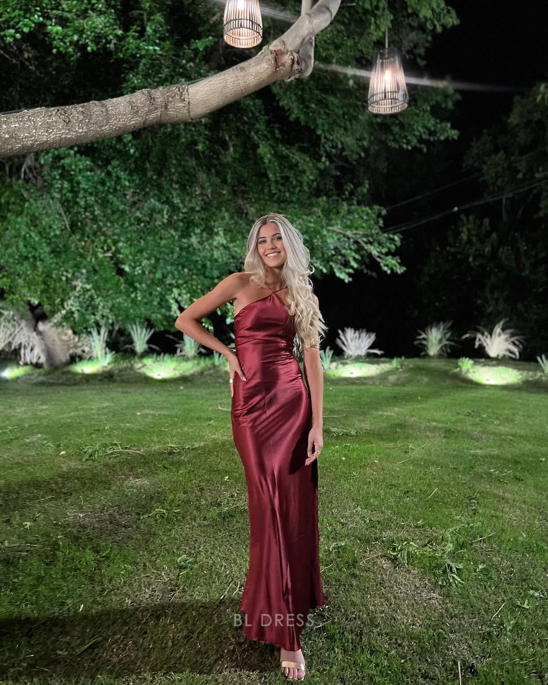 Mermaid Halter Burgundy Long formal dresses Bridesmaid Dresses evening gown Prom Dress