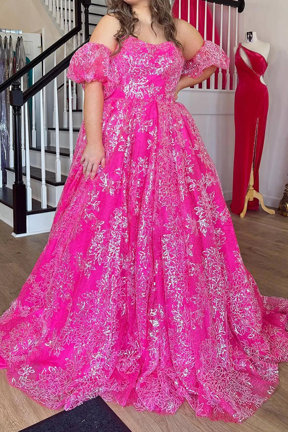 A Line Strapless Long Prom Dress with Split Front