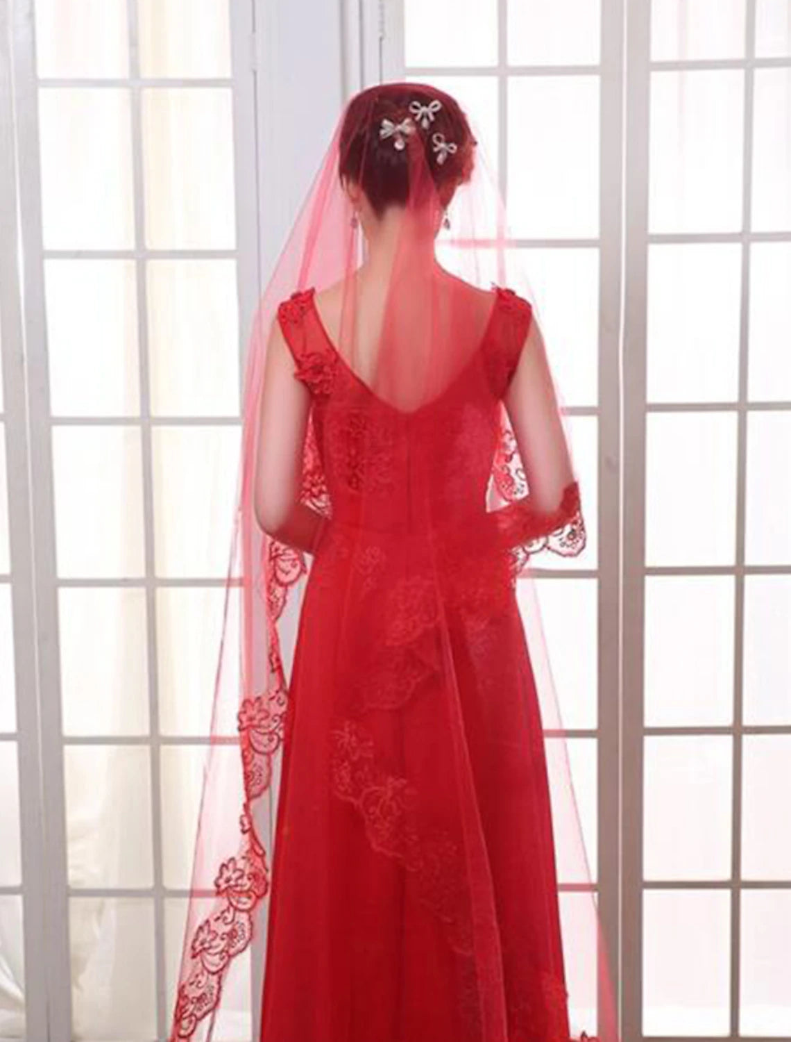 One-tier/ Lace Wedding Veil Chapel Veils with Solid /Lace