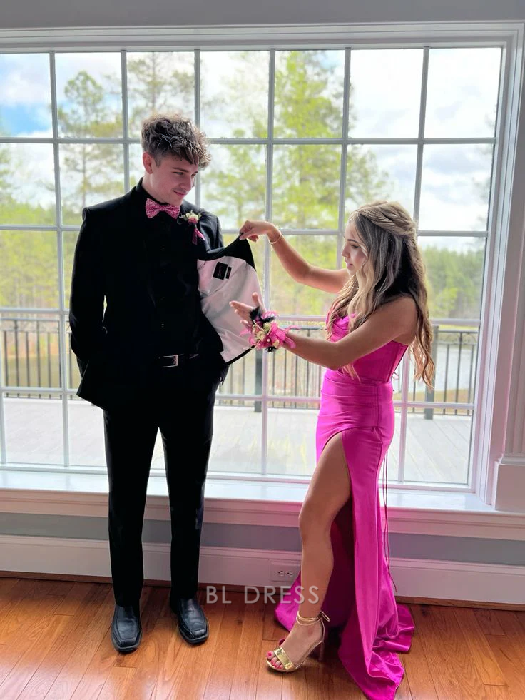 Mermaid Sweetheart Corset Satin Sweep Train Formal Dresses Bridesmaid Dresses evening gown Prom Dress